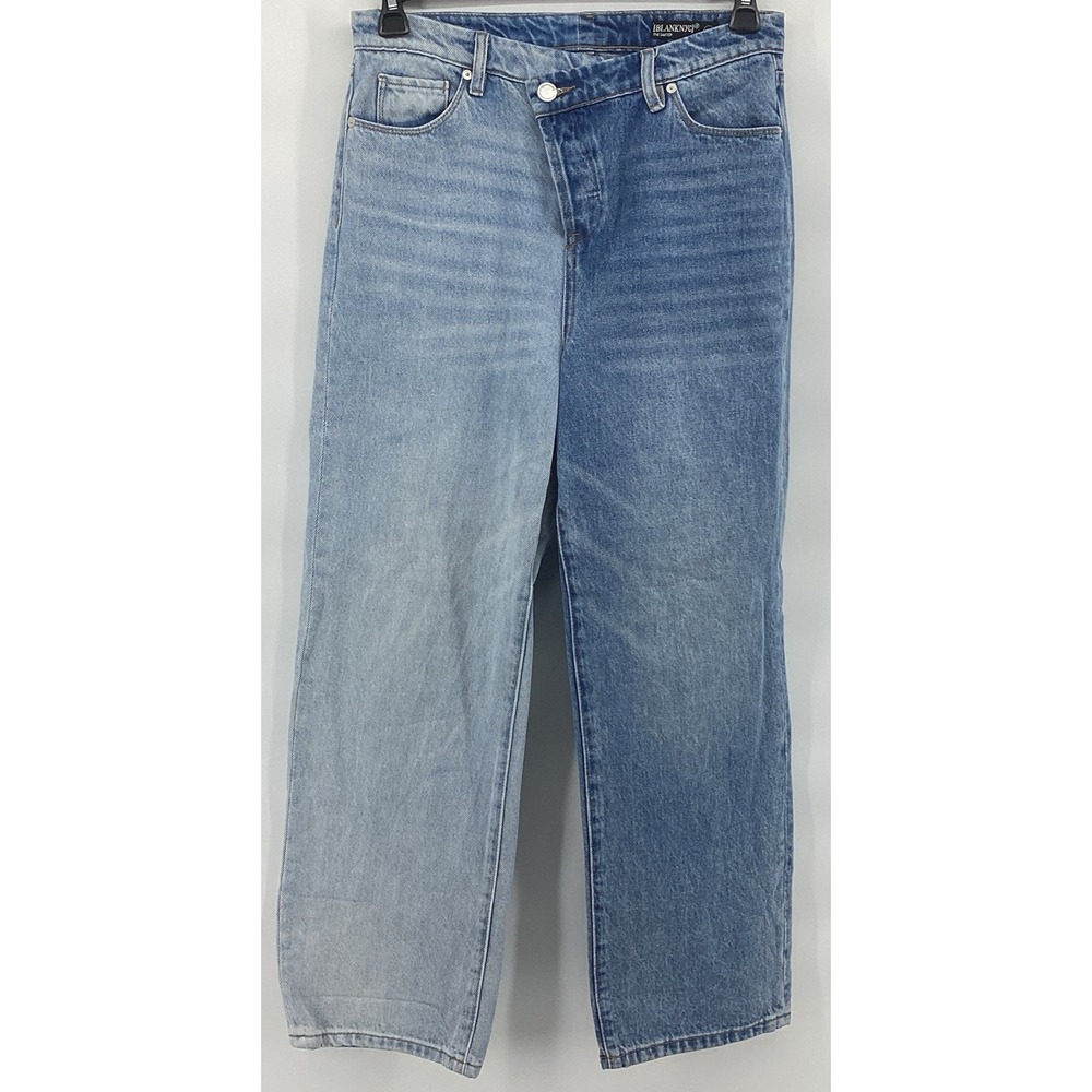 BLANKNYC The Baxter Women's 28 Blue Distressed Straight Leg High Rise Denim Jean
